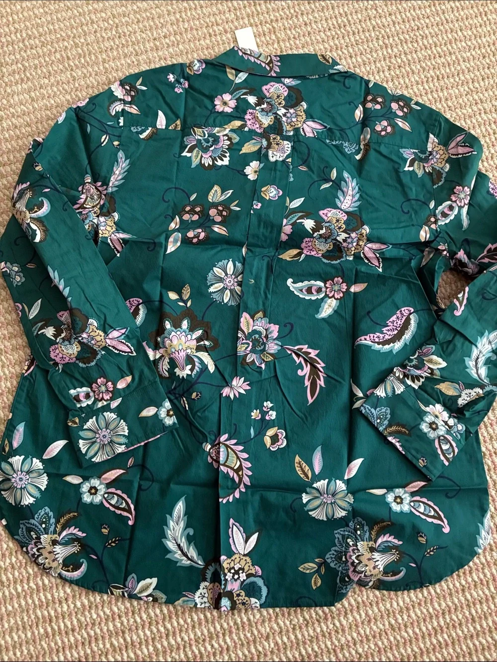 XL Talbots Womens Teal Floral Button-Down Shirt - Picture 5 of 5